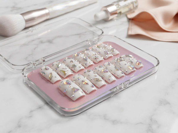 Rhinestone xxl tapered square press ons